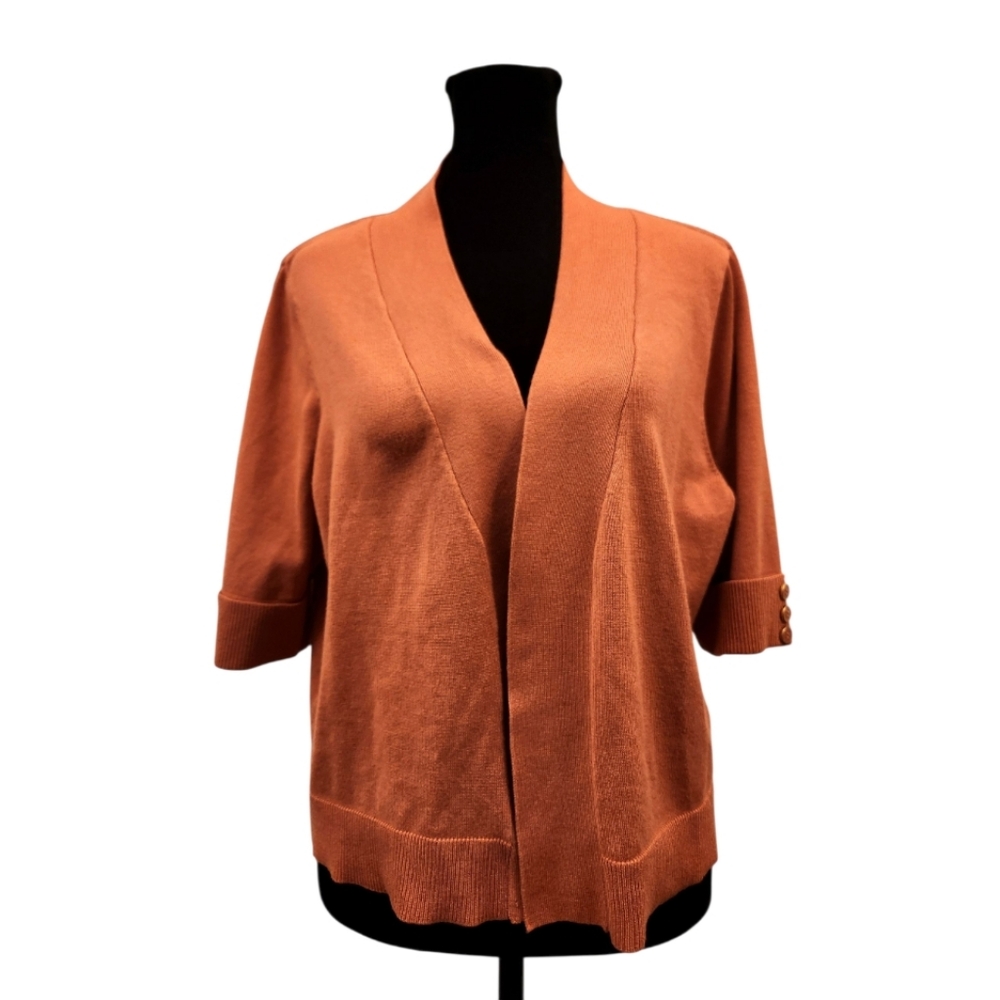 JM Collection Women's Orange Cardigan Sweater
